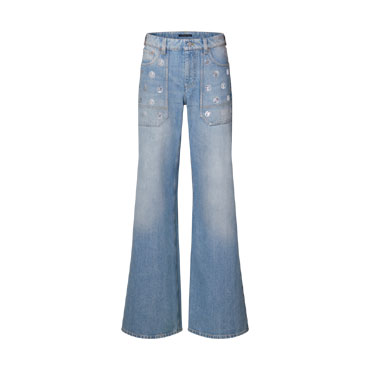 Louis Vuitton Signature Sequin Slim-Fit Jeans 1AIPPR