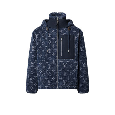 Louis Vuitton Denim-Effect Monogram Fleece Jacket 1AIQQZ