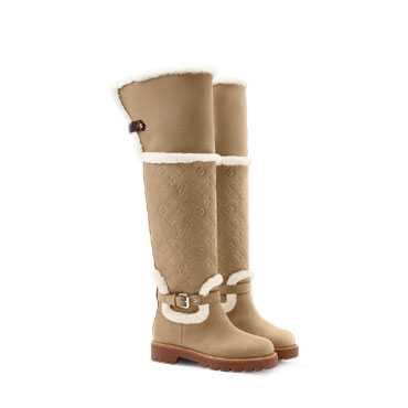 Louis Vuitton Territory Flat Thigh Boot in Beige 1AIUE0
