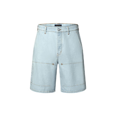 Louis Vuitton Signature Embroidered Denim Workwear Shorts 1AJRE0