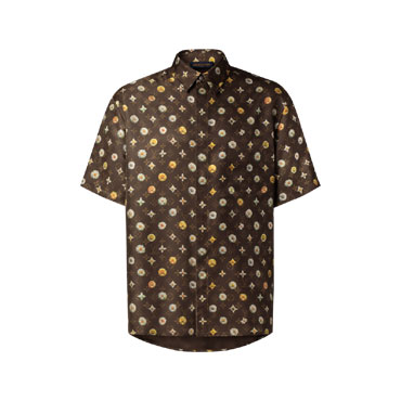 Louis Vuitton Monogram Printed Short-Sleeved Silk Shirt 1AJRJ7