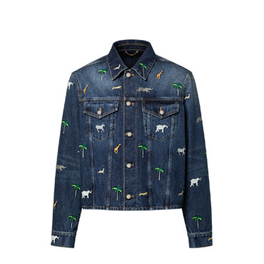 Louis Vuitton x Darjeeling Limited Embroidered Long Sleeved Denim Shirt 1AJUYK