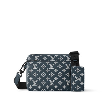 Louis Vuitton Trio Messenger Bag Monogram Shadow Blue M24753