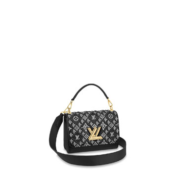 Louis Vuitton Twist MM Monogram Jacquard Since 1854 in Black M57442