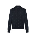 Louis Vuitton Wool Silk Cashmere-Blend Long Sleeve LV Blason Polo 1AFYEQ