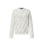 Louis Vuitton Embellished Cable Knit Wool Blend Pullover 1AGJUX