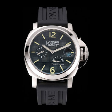 Panerai Luminor Power Reserve Black Hobnail Pattern Dial Stainless Stel Black Rubber Strap PAM6496