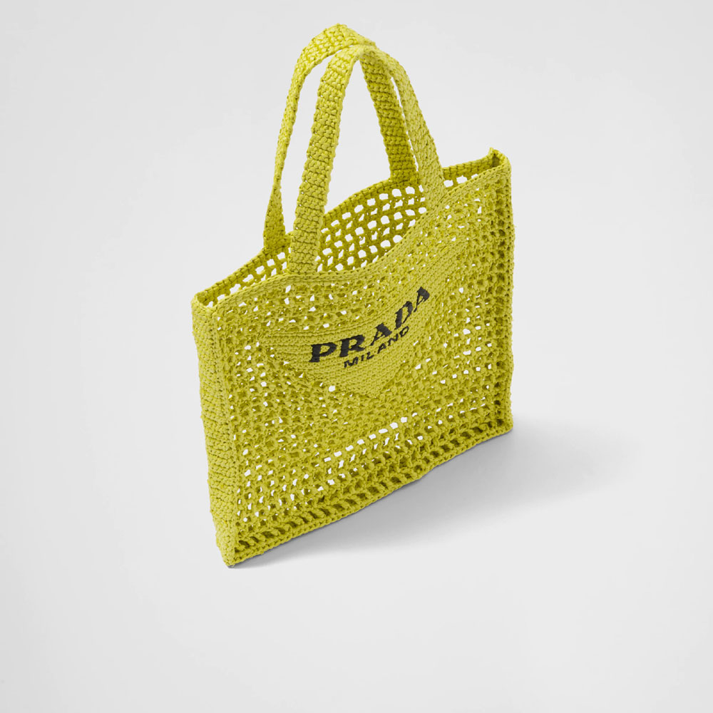 Prada Citron Green Raffia tote bag 1BG393 2A2T F0322: Image 2