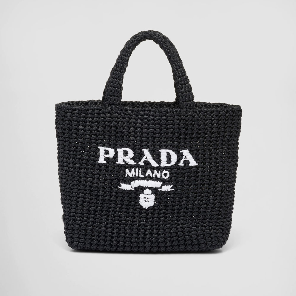 Prada Black Small raffia tote bag 1BG422 2A2T F0002: Image 1