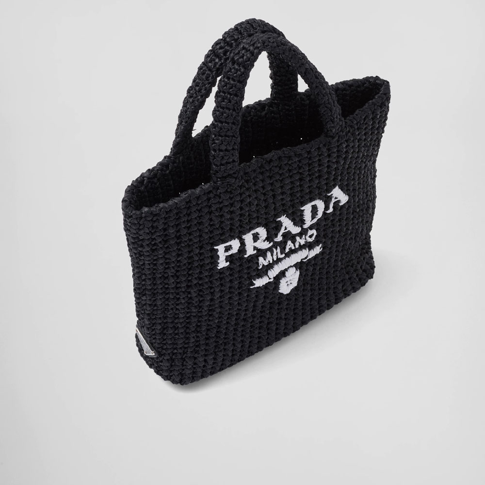 Prada Black Small raffia tote bag 1BG422 2A2T F0002: Image 2