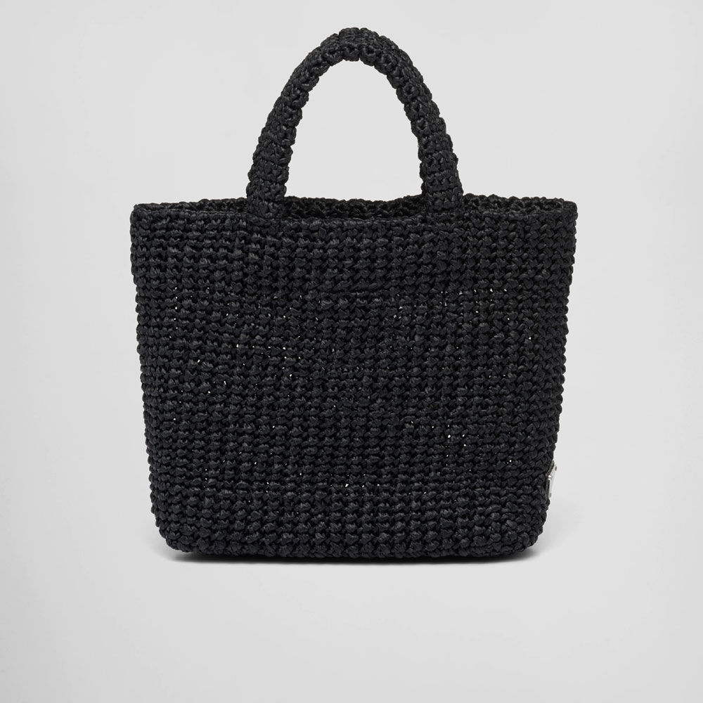 Prada Black Small raffia tote bag 1BG422 2A2T F0002: Image 3