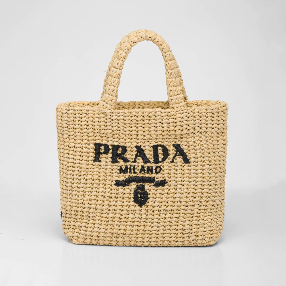 Prada Natural Small raffia tote bag 1BG422 2A2T F0018: Image 1