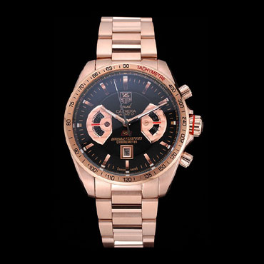 Tag Heuer Grand Carrera Rose Gold Bracelet Black Dial TG6706