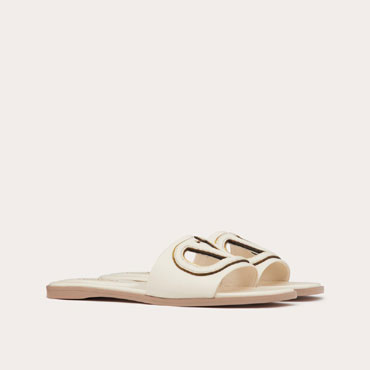 Valentino Vlogo Cut-out Calfskin Slide Sandal 4W2S0IB0RLL B24