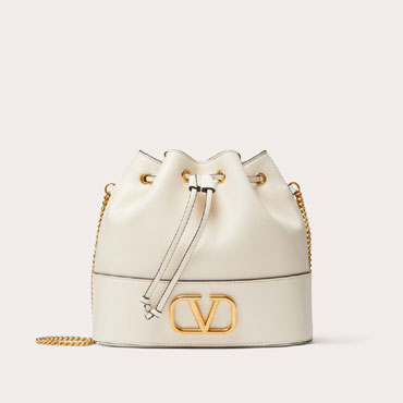 Valentino Mini Bucket Bag In Nappa With Vlogo Signature Chain 5W2P0T83HPFI16