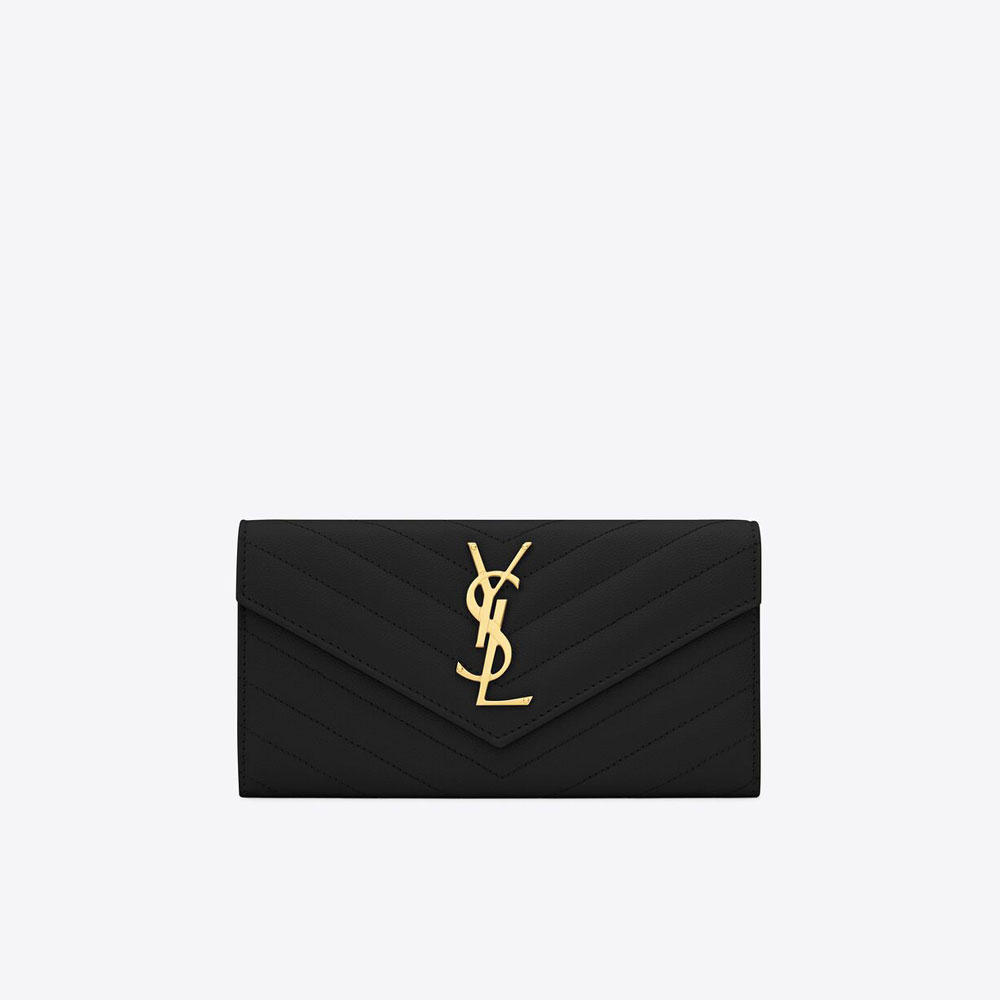 YSL Cassandre Matelasse Large Flap Wallet De Poudre 372264 BOW01 1000: Image 1