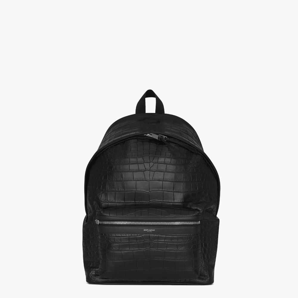 YSL City Backpack In Crocodile-Embossed Leather In Black 534967 AAE8Z 1000: Image 1