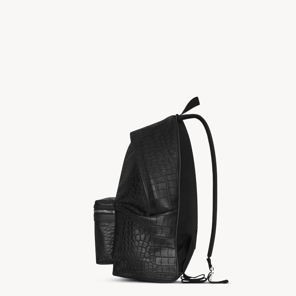 YSL City Backpack In Crocodile-Embossed Leather In Black 534967 AAE8Z 1000: Image 3