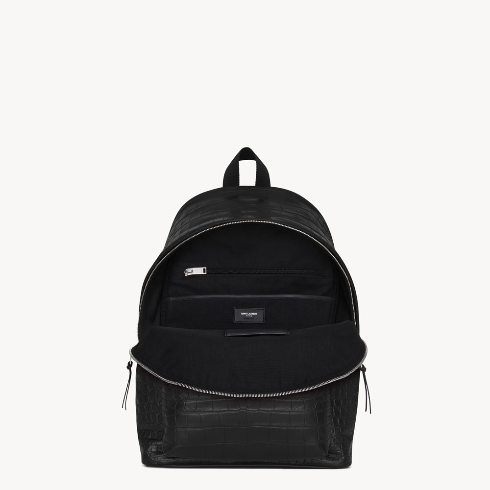 YSL City Backpack In Crocodile-Embossed Leather In Black 534967 AAE8Z 1000: Image 4