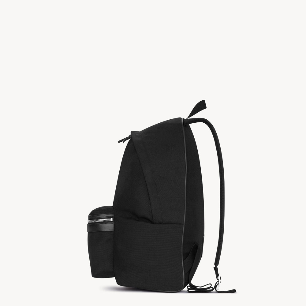 YSL City Backpack In Canvas Nylon And Leather In Black 534967 FAEYY 1000: Image 3