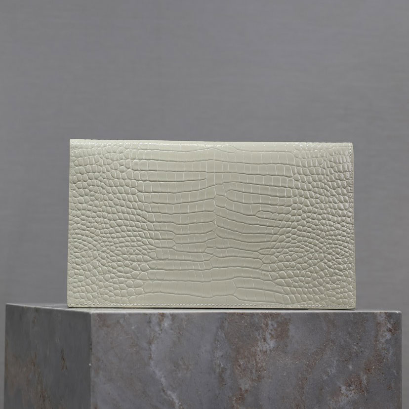 YSL Uptown Pouch In Crocodile-Embossed Shiny Leather 565739 DND0J 9207: Image 2