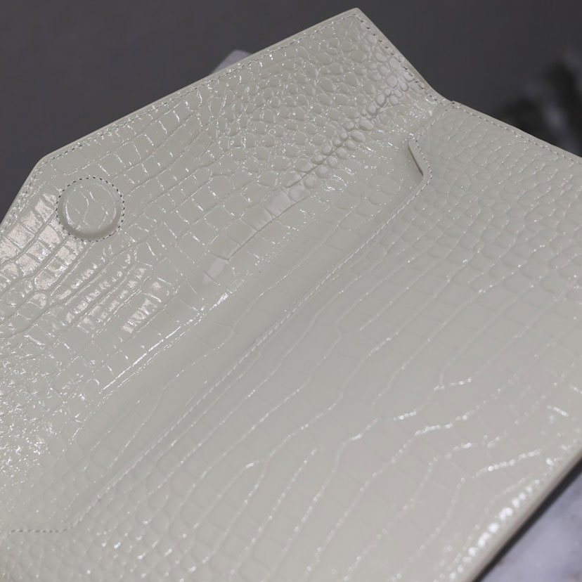 YSL Uptown Pouch In Crocodile-Embossed Shiny Leather 565739 DND0J 9207: Image 3