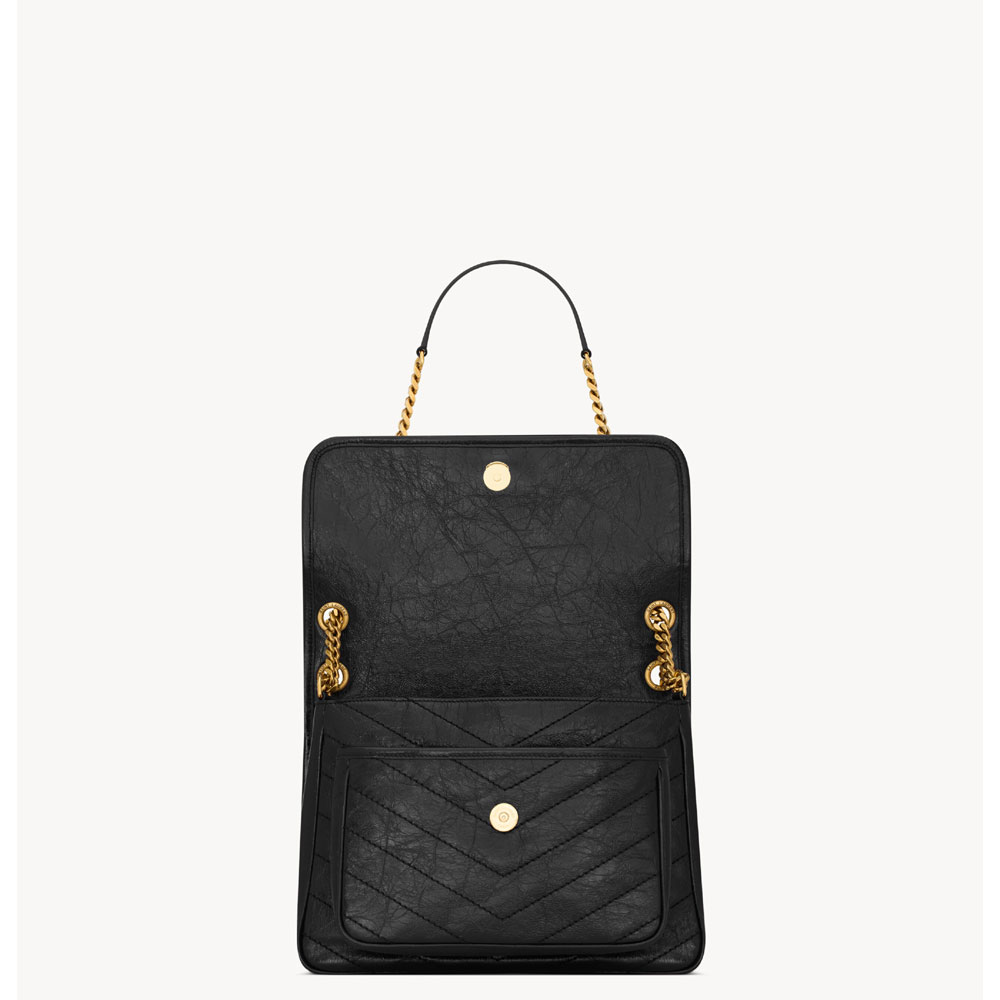 YSL Niki Medium In Vintage Leather in Black 633184 0EN07 1000: Image 3
