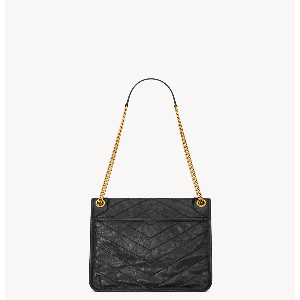 YSL Niki Medium In Vintage Leather in Black 633184 0EN07 1000: Image 4