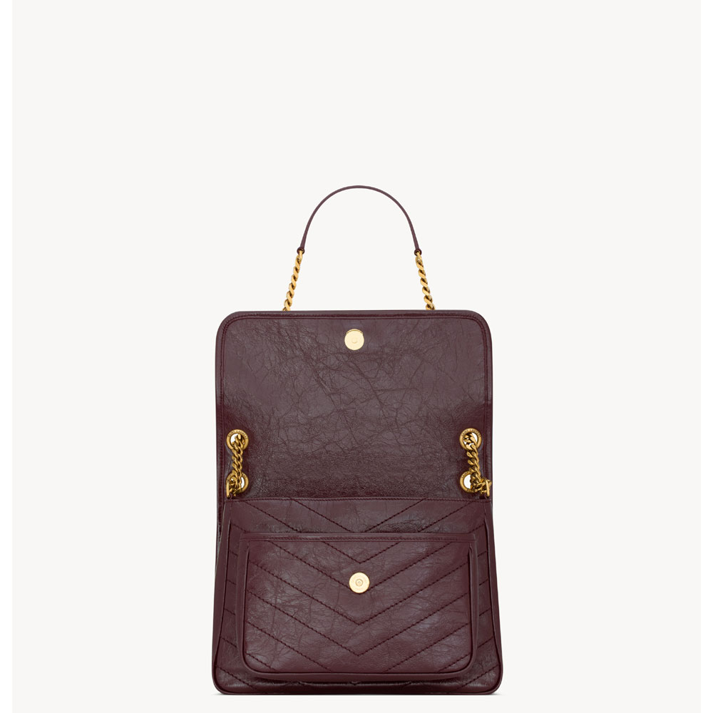 YSL Niki Medium In Vintage Leather in Burgundy 633184 0EN07 6195: Image 3