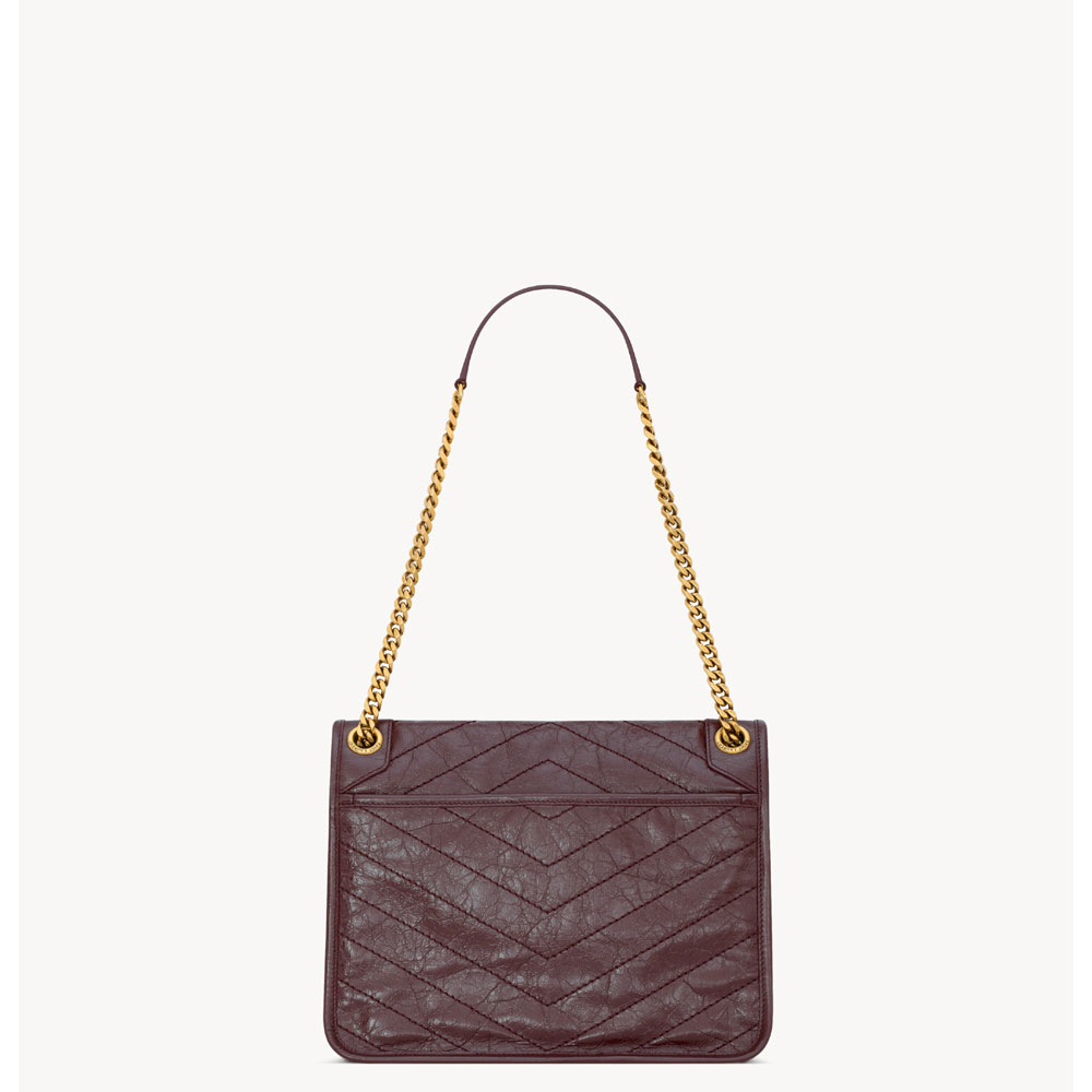 YSL Niki Medium In Vintage Leather in Burgundy 633184 0EN07 6195: Image 4