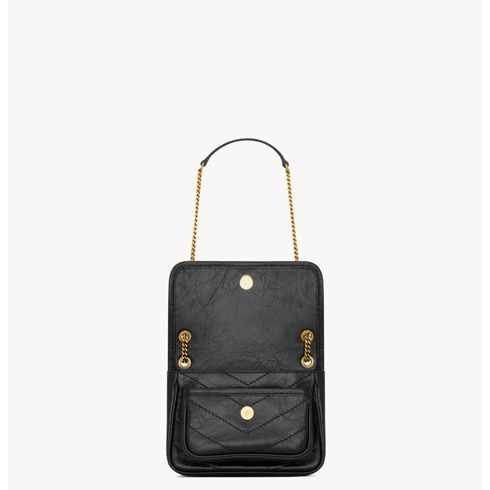 YSL Niki Baby In Vintage Leather in Black 633185 0EN07 1000: Image 3