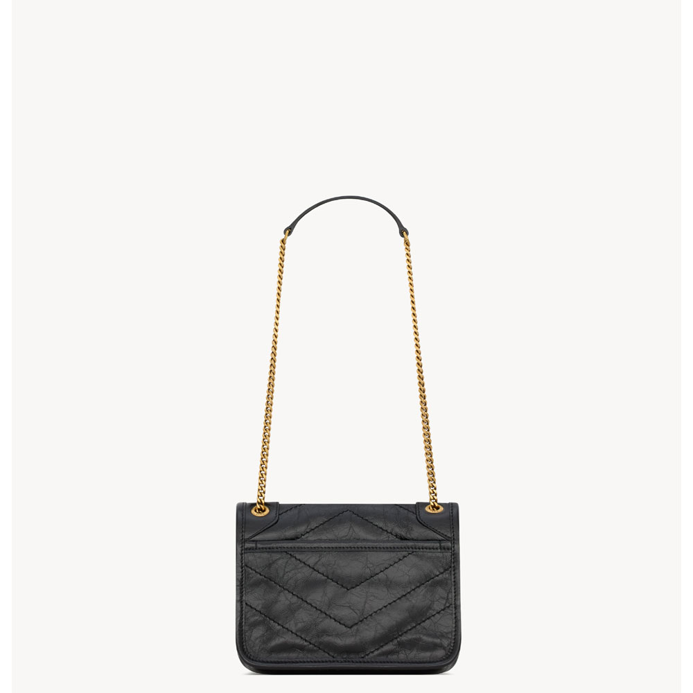 YSL Niki Baby In Vintage Leather in Black 633185 0EN07 1000: Image 4