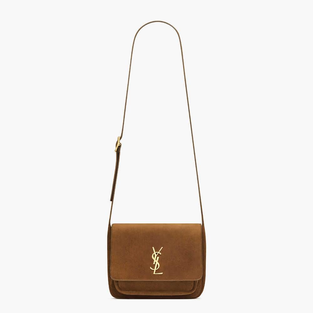 YSL Niki Satchel In Suede In Brown 718556 1U80W 2916: Image 1