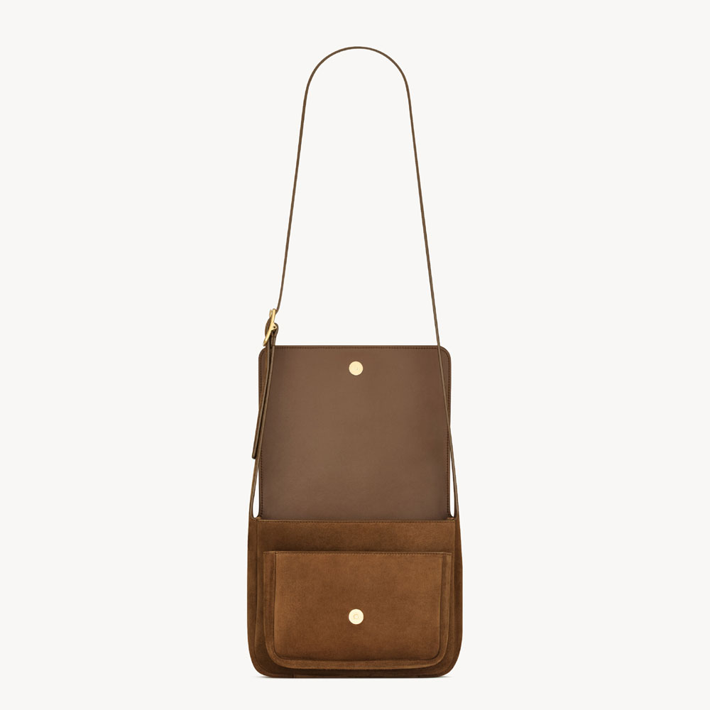 YSL Niki Satchel In Suede In Brown 718556 1U80W 2916: Image 4