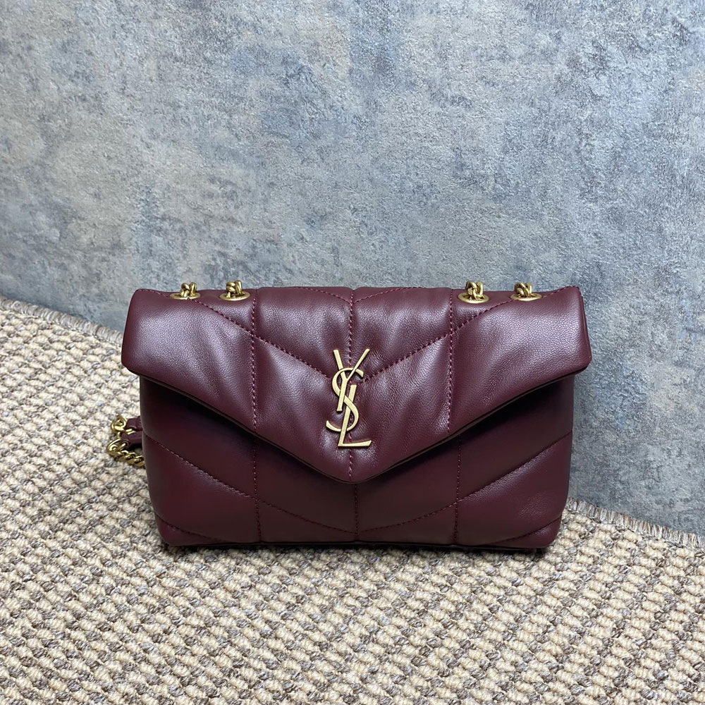 YSL Toy Puffer In Shiny Leather in Burgundy 759337 AAFFA 6593: Image 1