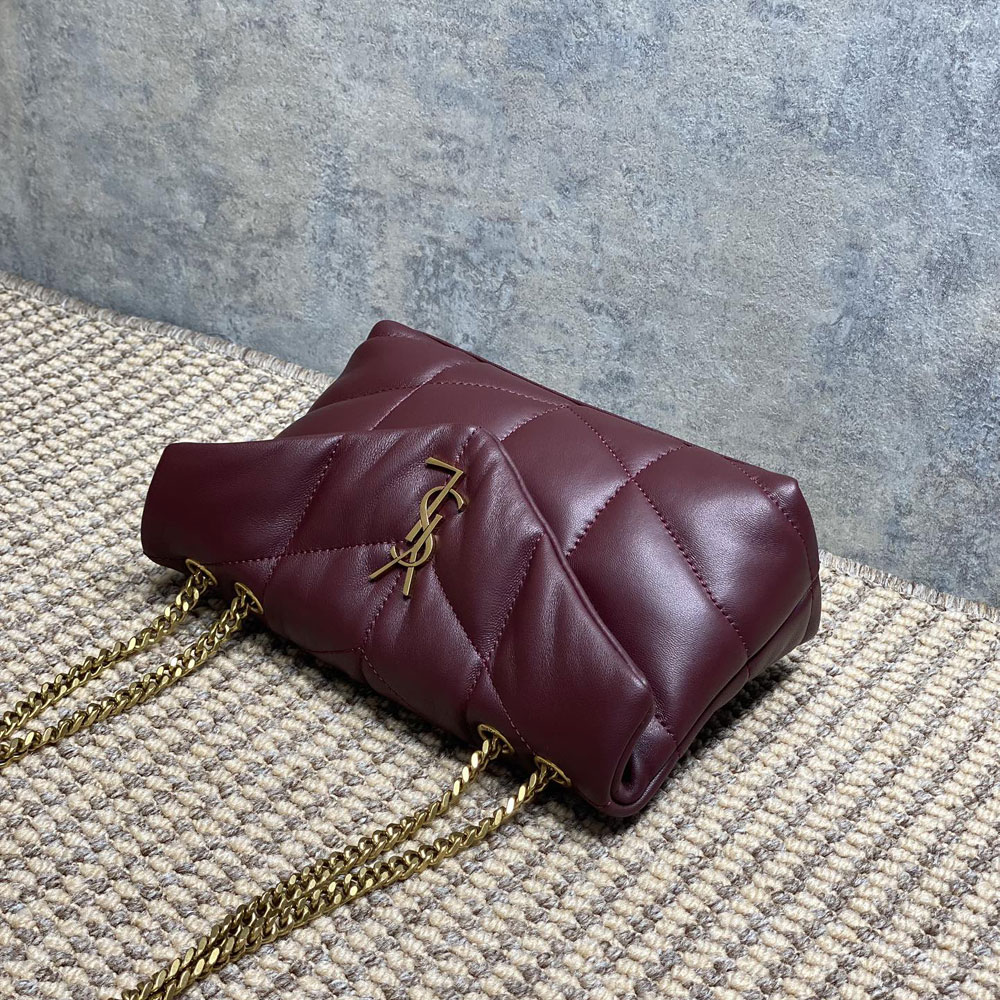 YSL Toy Puffer In Shiny Leather in Burgundy 759337 AAFFA 6593: Image 4