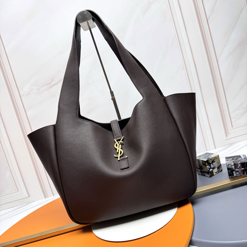 YSL Le 5 A 7 Bea In Grained Leather in Coffee 763435 AADUU 2837: Image 1