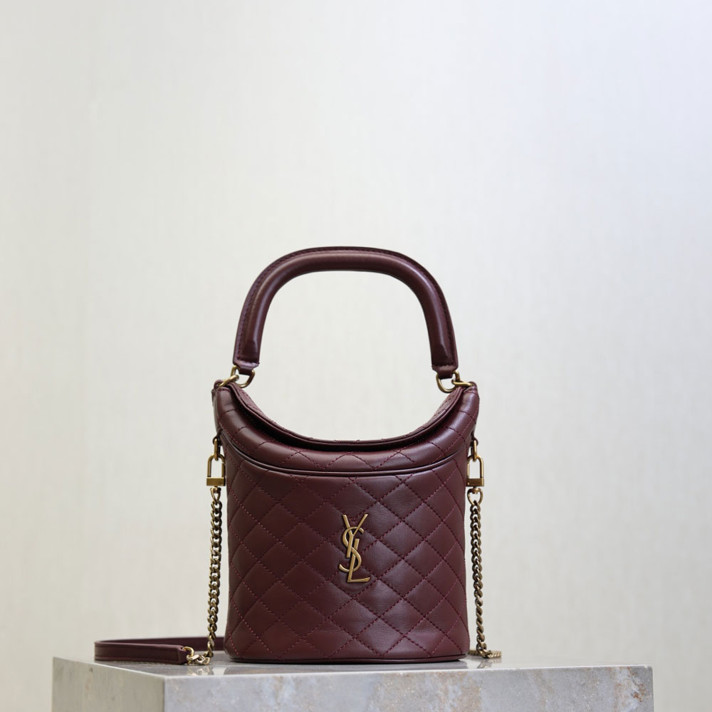 YSL Gaby Bucket Bag In Lambskin in Burgundy 763961 1EL07 6195: Image 1