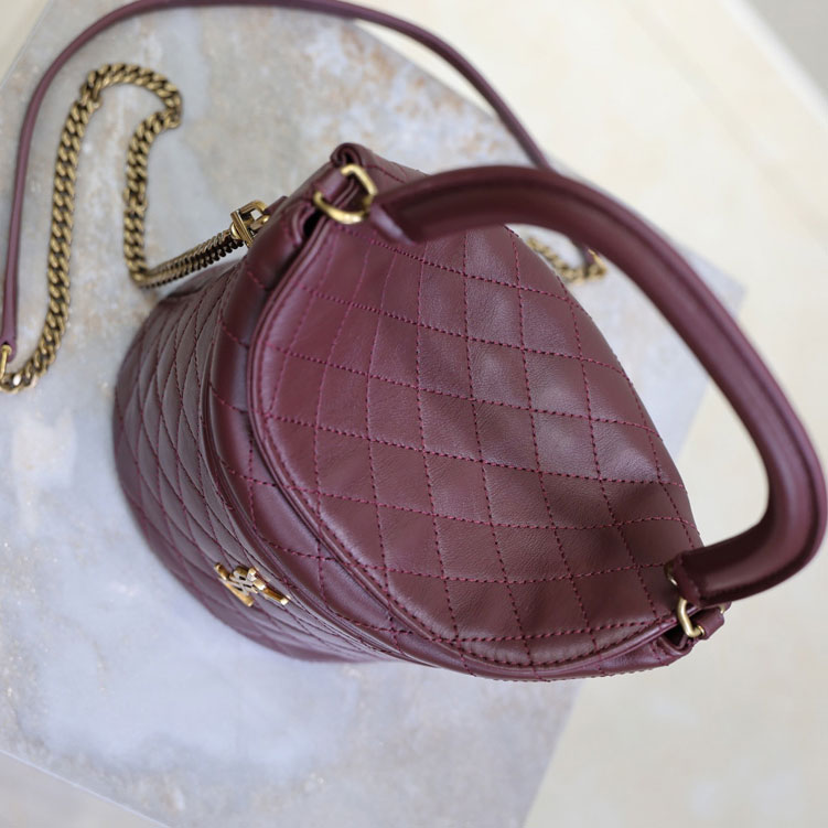 YSL Gaby Bucket Bag In Lambskin in Burgundy 763961 1EL07 6195: Image 3