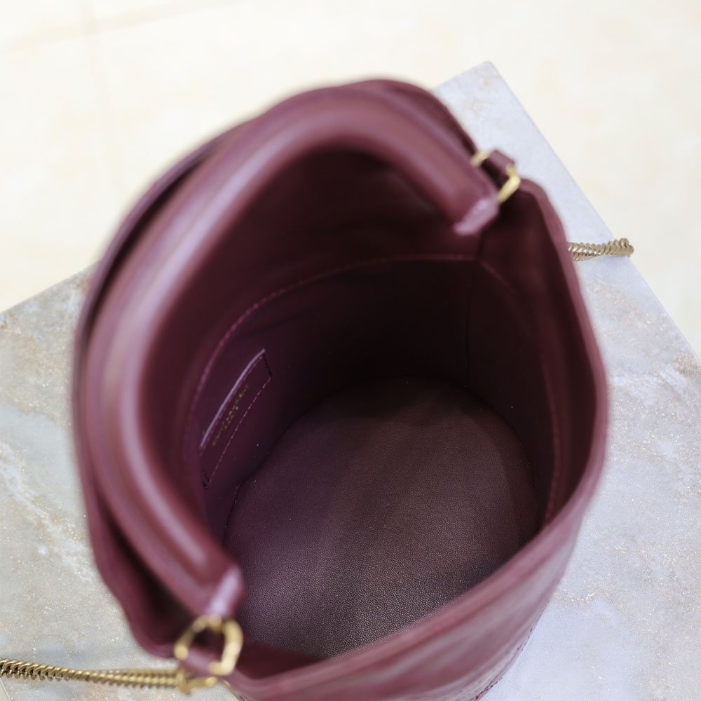 YSL Gaby Bucket Bag In Lambskin in Burgundy 763961 1EL07 6195: Image 4