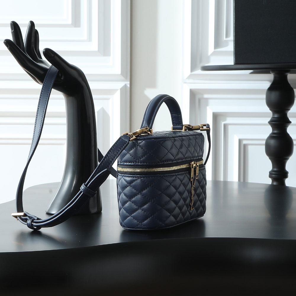 YSL Gaby Vanity Bag In Lambskin in Navy Blue 766731 1EL07 4139: Image 2