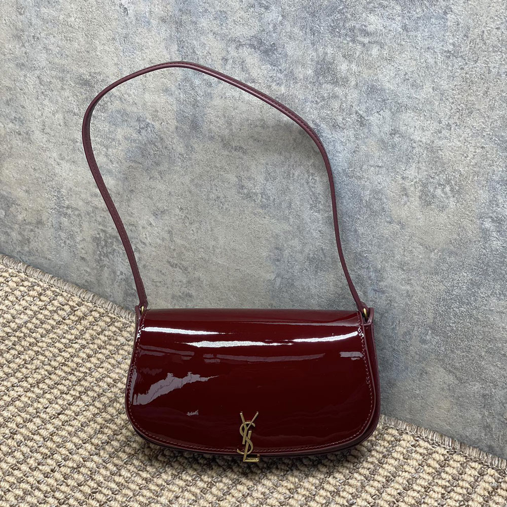 YSL Mini Voltaire In Patent Leather in Burgundy 779642 AAEX2 6290: Image 1