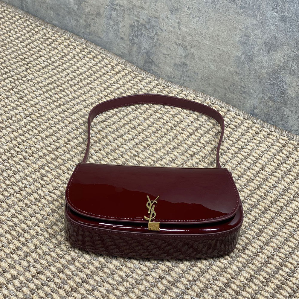 YSL Mini Voltaire In Patent Leather in Burgundy 779642 AAEX2 6290: Image 2