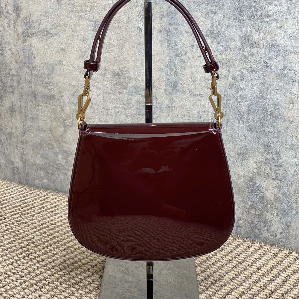 YSL Mini Voltaire Top Handle Bag In Patent in Burgundy 800846 BMIIW 6413: Image 2