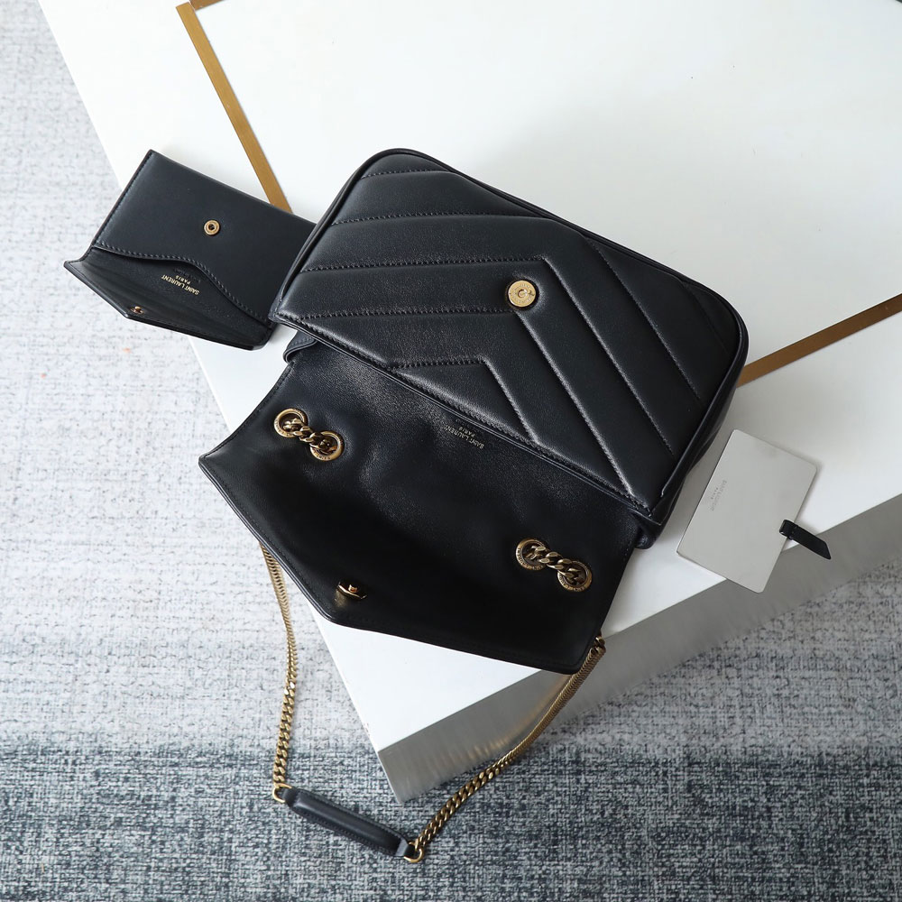 YSL Loulou Small In Matelasse Lambskin in Black 801437 AAE4Y 1000: Image 3