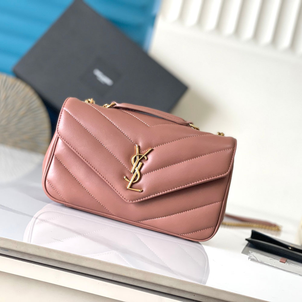 YSL Loulou Small In Matelasse Lambskin in Pink 801437 AAEAX 5036: Image 1