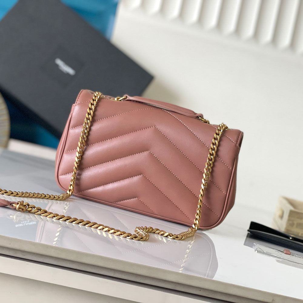 YSL Loulou Small In Matelasse Lambskin in Pink 801437 AAEAX 5036: Image 2
