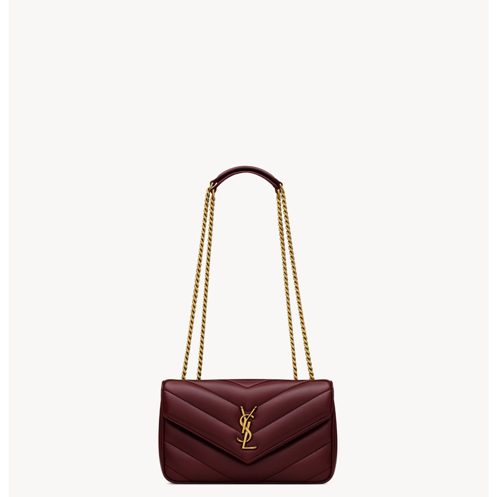 YSL Loulou Small In Matelasse Lambskin in Burgundy 801437 AAEAX 6197: Image 1