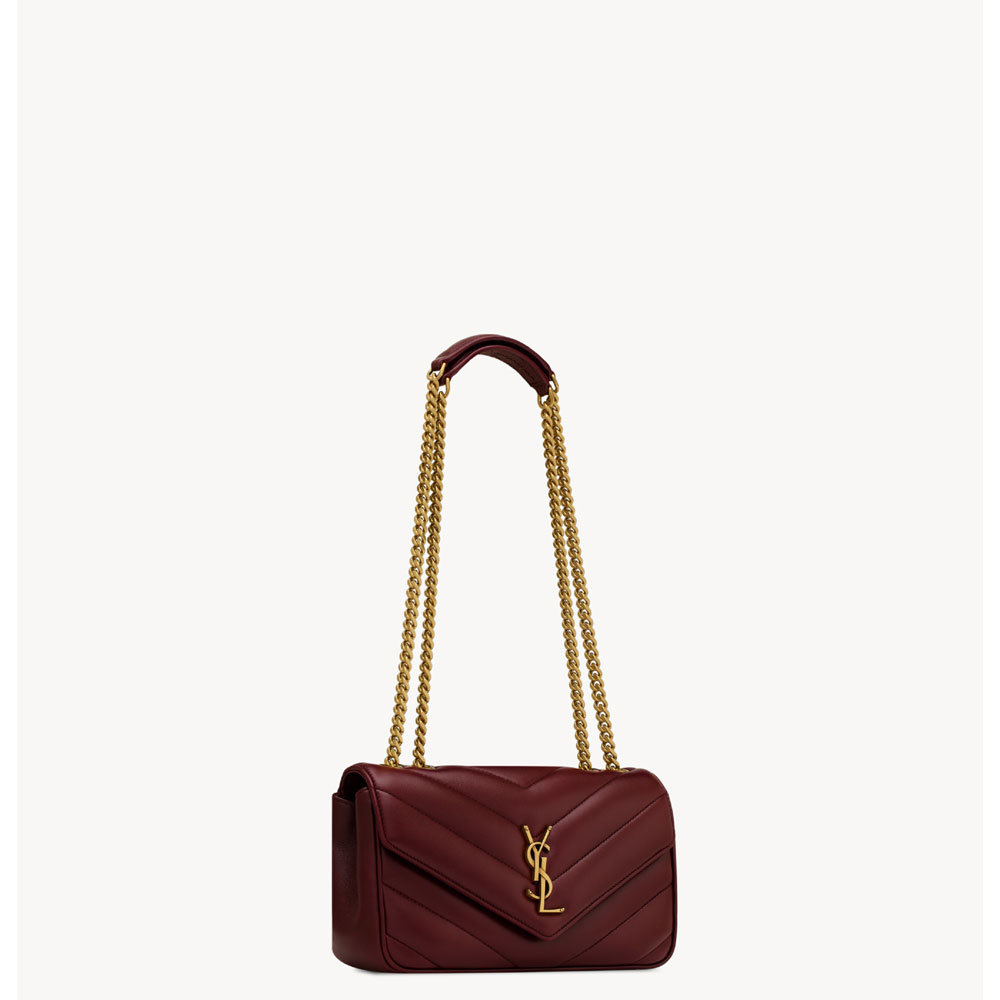 YSL Loulou Small In Matelasse Lambskin in Burgundy 801437 AAEAX 6197: Image 2