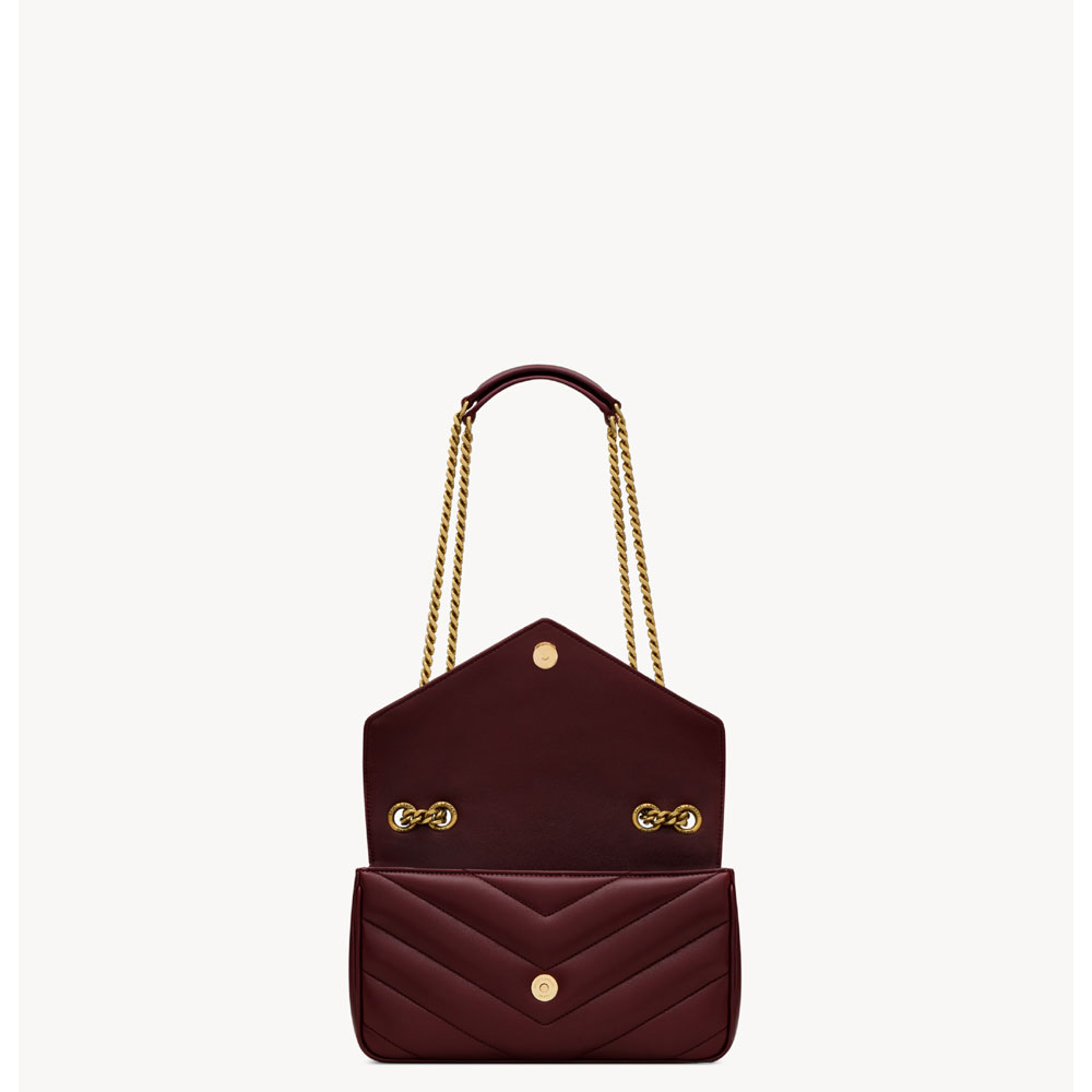 YSL Loulou Small In Matelasse Lambskin in Burgundy 801437 AAEAX 6197: Image 3